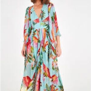 New FARM Rio Annika Macaws Maxi Dress XS $298 New